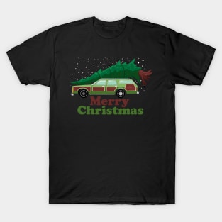 Merry Christmas vacation station wagon with tree T-Shirt